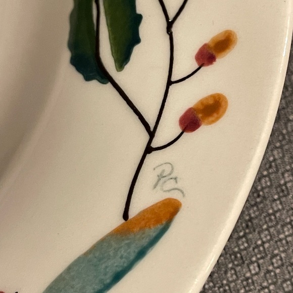 Vintage 1995 Hearthstone Pottery Mistletoe Large Serving Bowl 12 3/8”USA - Picture 8 of 10